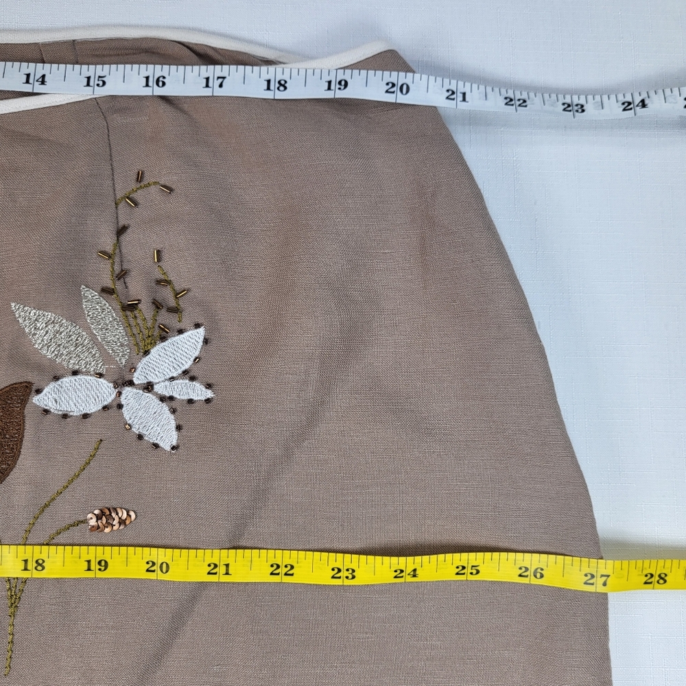 New York City Design Co Linen Blend SKIRT Womens Sz 20W Floral Beaded Embroidery - Picture 6 of 15
